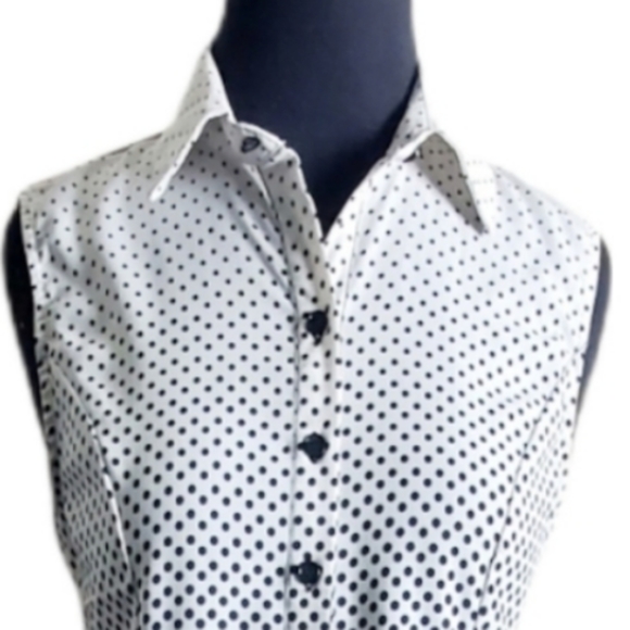 Signature Collection high low polka dot sleeveless top size small petite - Picture 3 of 8
